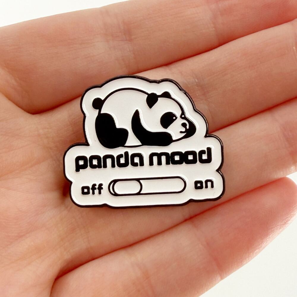 Panda Mood On Off Switch Funny Soft Enamel Pin